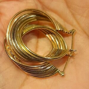 Authentic Genuine Solid 14K 3tone Yellow White Rose Gold Chunky Hoop Earrings